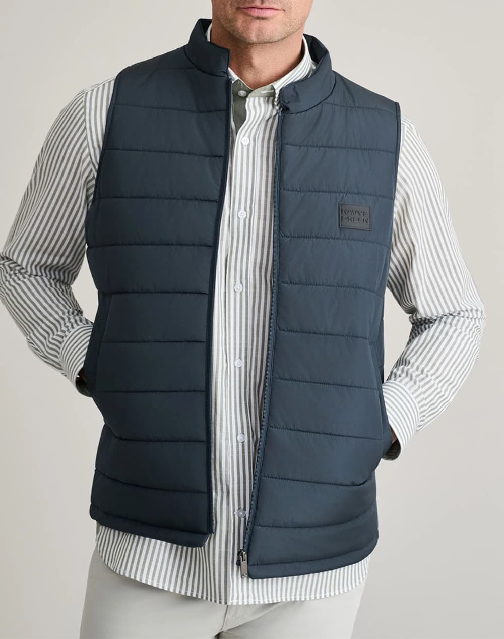 Men's Vests Navy & Green Blue