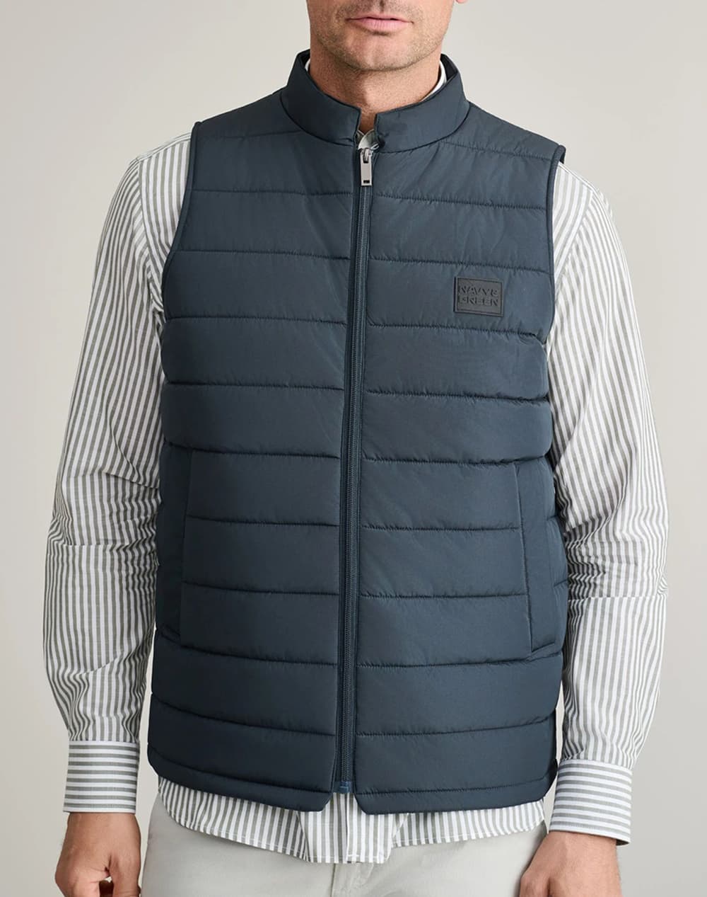 Men's Vests Navy & Green Blue
