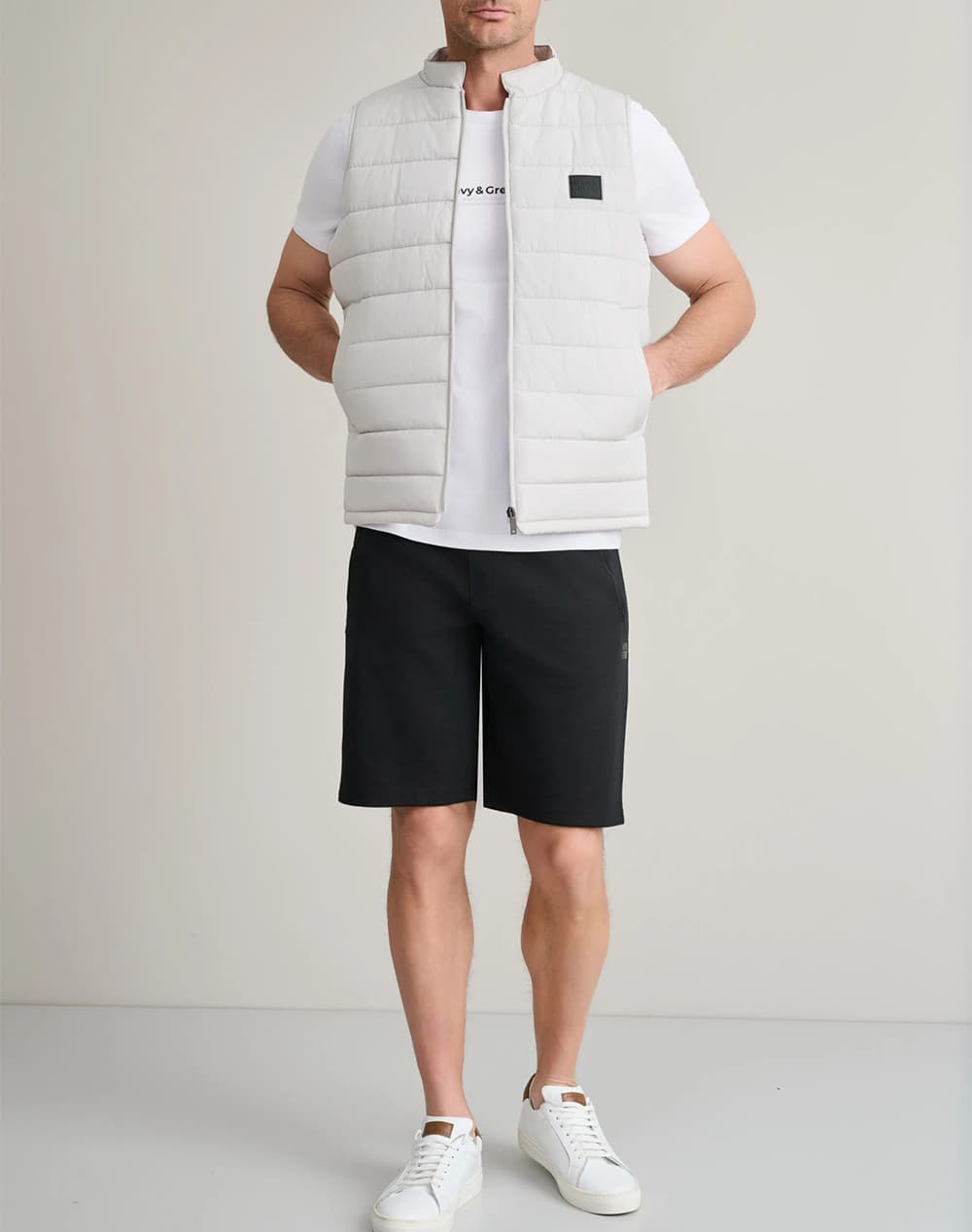 Men's Vests Navy & Green Ecru