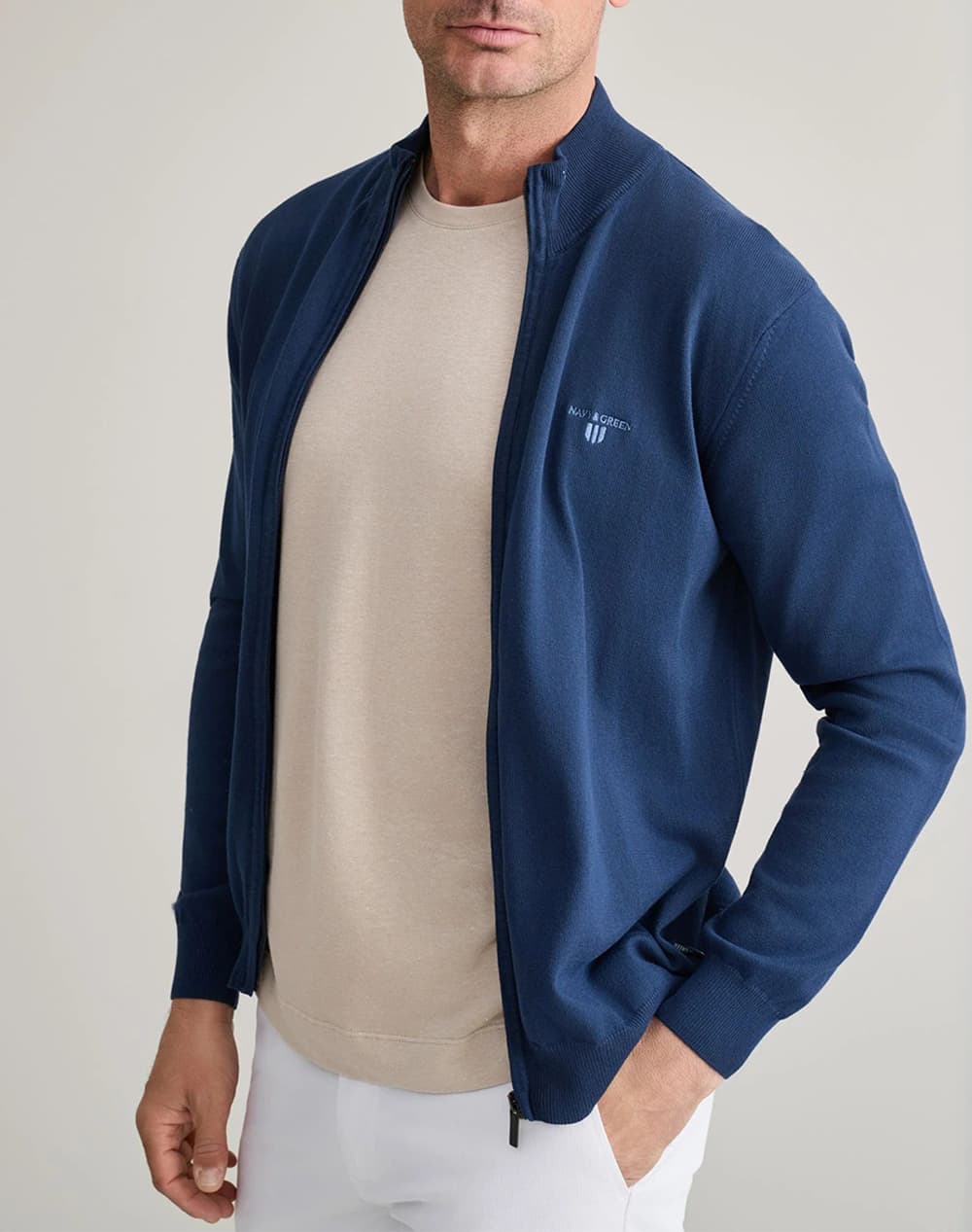 Men's Cardigans Navy & Green Blue