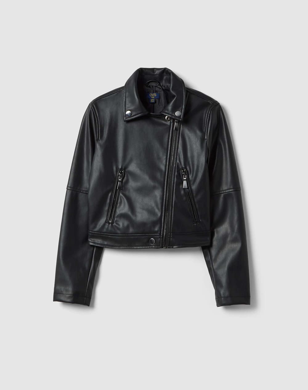 OVS FAKE LEATHER JACKET 2557013-BLACK Black