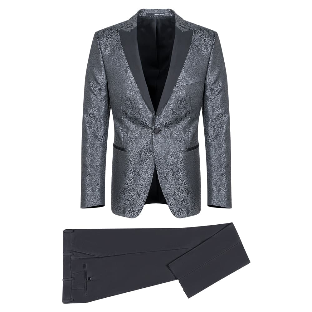 Tuxedo Γκρι Μπροκάρ (Modern Fit)