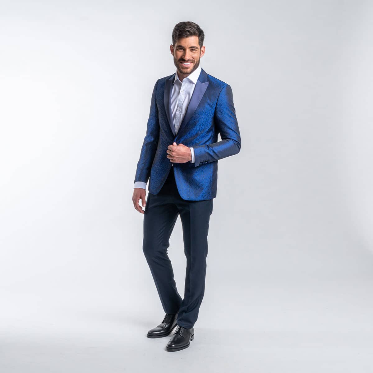 Tuxedo Μπλέ Ρουά Μπροκάρ 100% Wool Touch (Modern Fit)