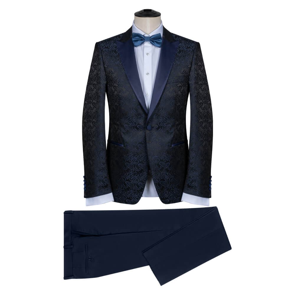 Tuxedo Μπλέ Μπροκάρ 100% Wool Touch (Modern Fit)