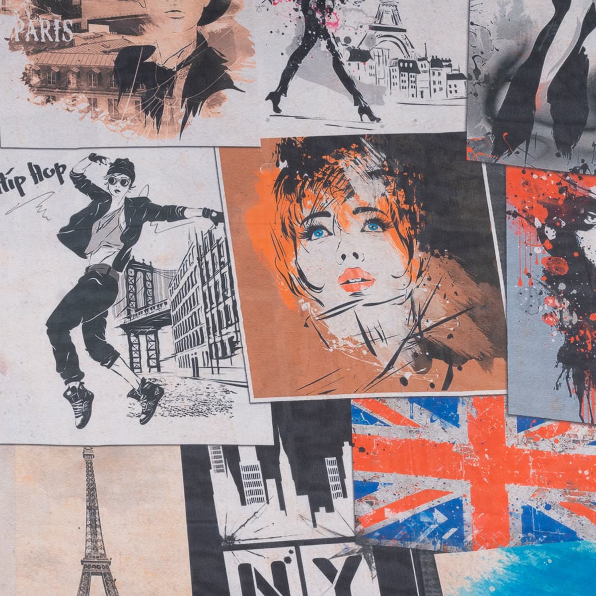 Εσάρπα Εκρού Εμπριμέ 146x11