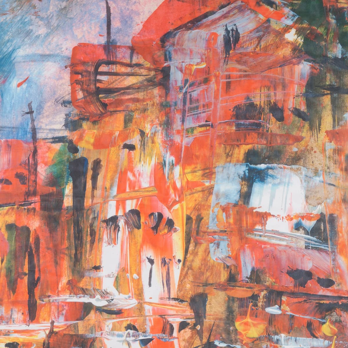 Εσάρπα Πορτοκαλί Εμπριμέ 146x116