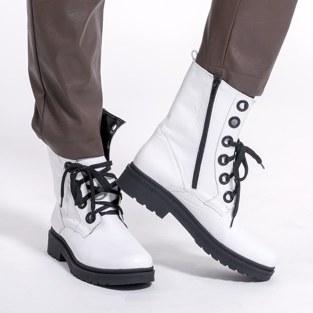 Λευκά Biker Boots 100% Leather