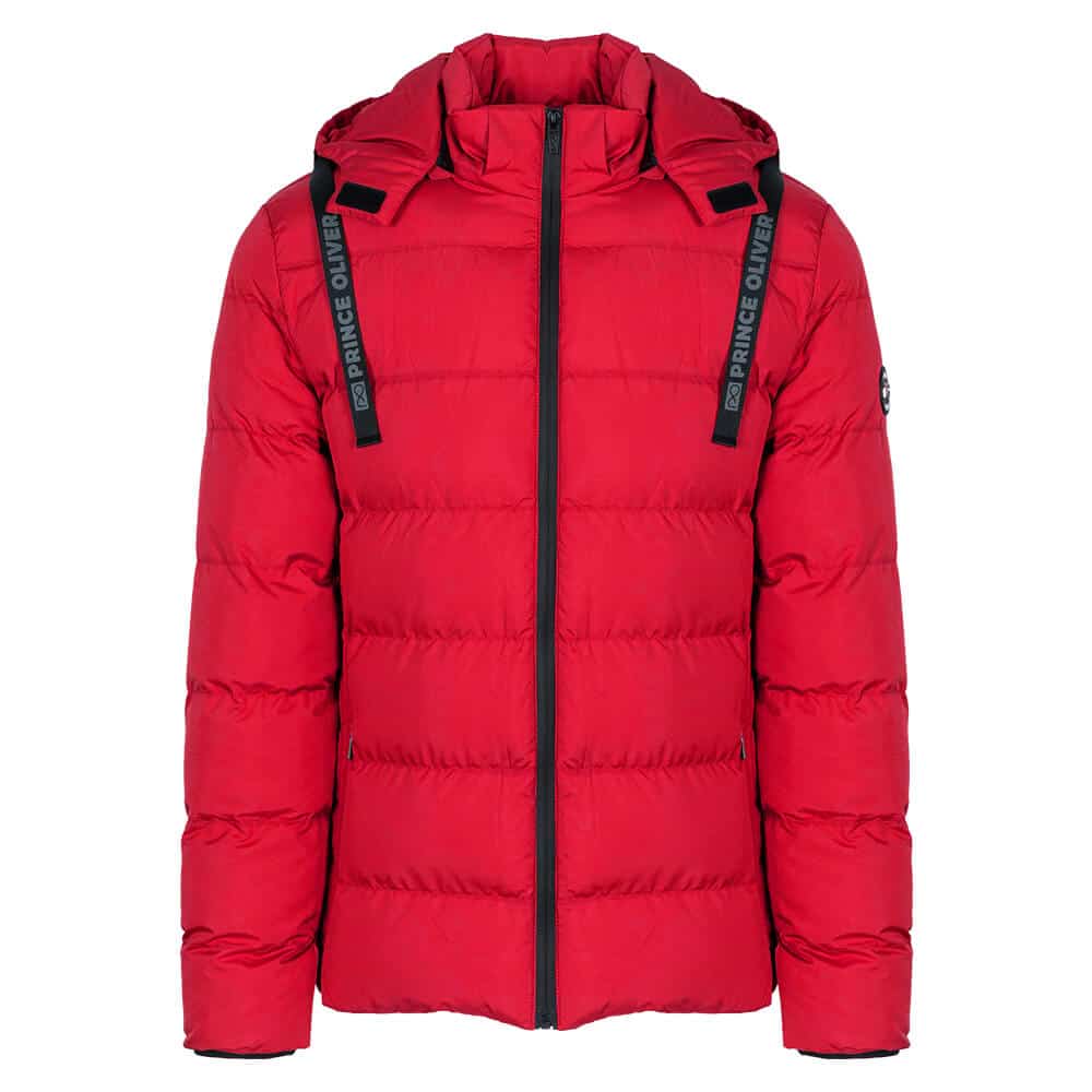 Fashion Puffer Jacket Κόκκινο με Αποσπώμενη Κουκούλα (Modern Fit)