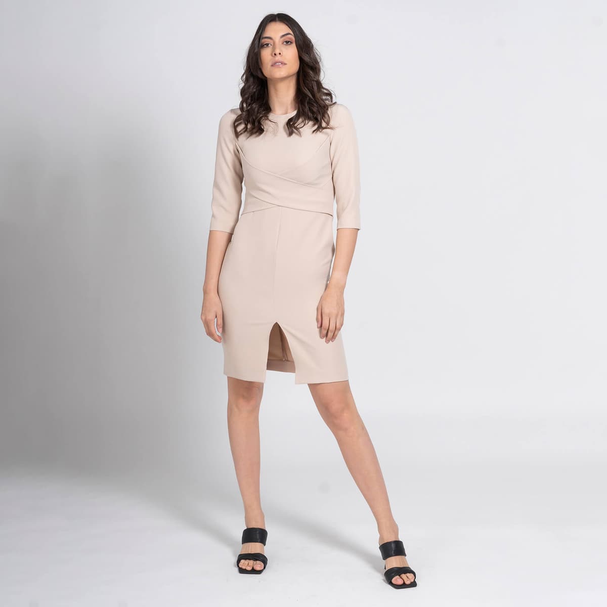 Φόρεμα Pencil Εκρού Midi