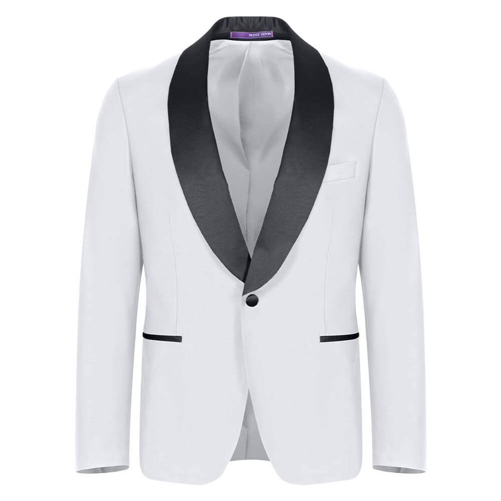 Γαμπριάτικο Tuxedo Λευκό/Μαύρο με Shawl Σατέν Πέτο (Modern Fit)