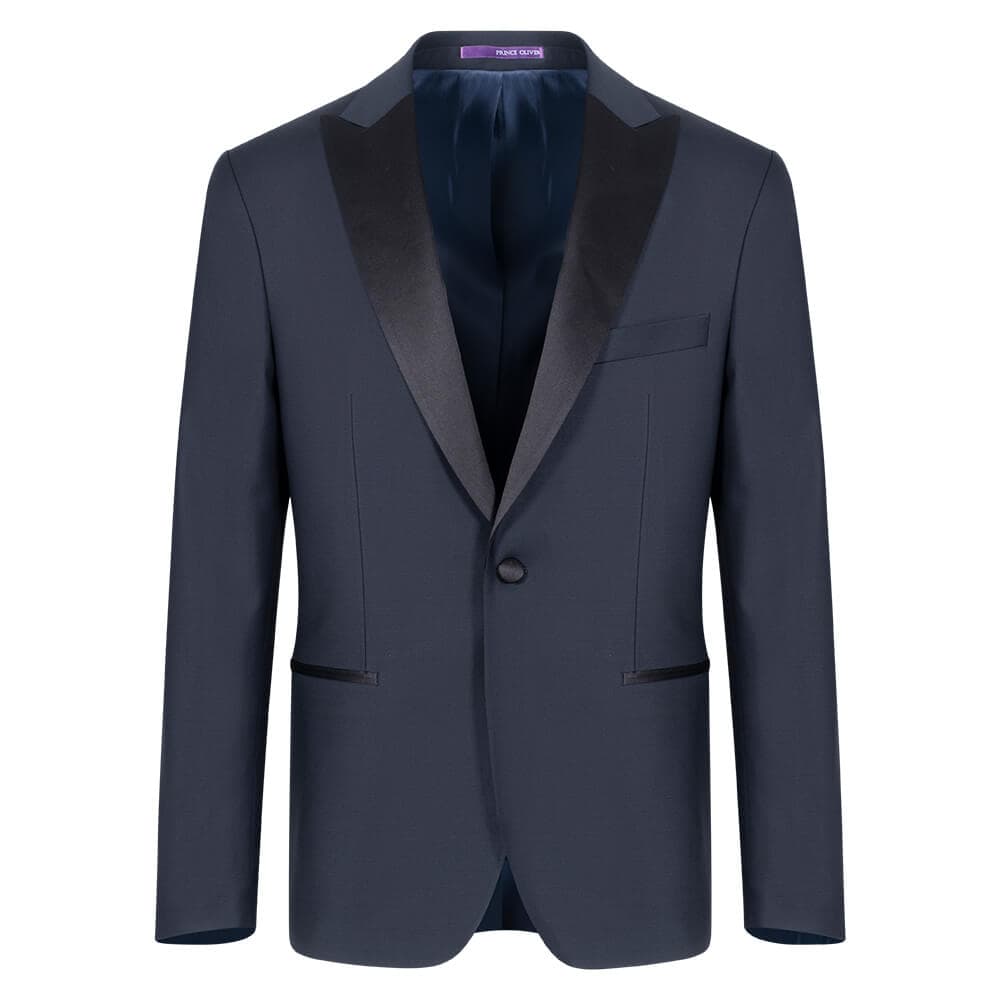 Γαμπριάτικο Tuxedo Μπλε Σκούρο με Peak Σατέν Πέτο Finest Wool (Modern Fit)