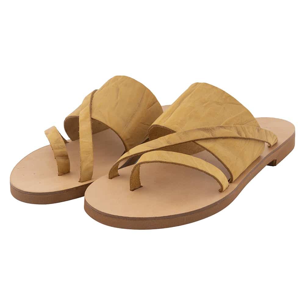 Δερμάτινα Σανδάλια Κίτρινα
