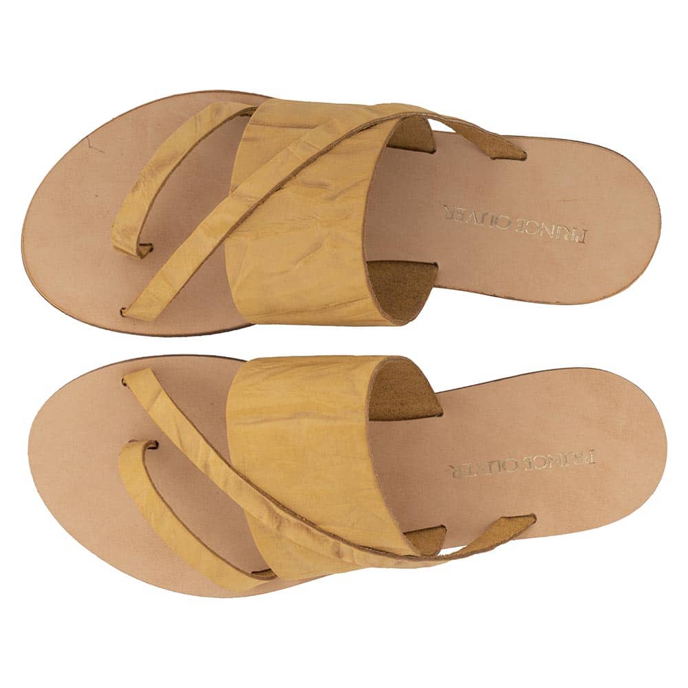 Δερμάτινα Σανδάλια Κίτρινα