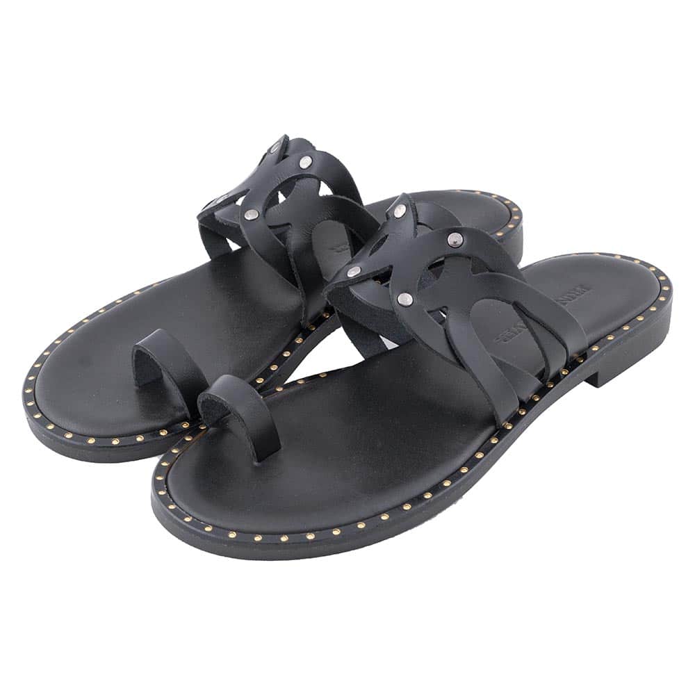 Δερμάτινα Σανδάλια Μαύρα