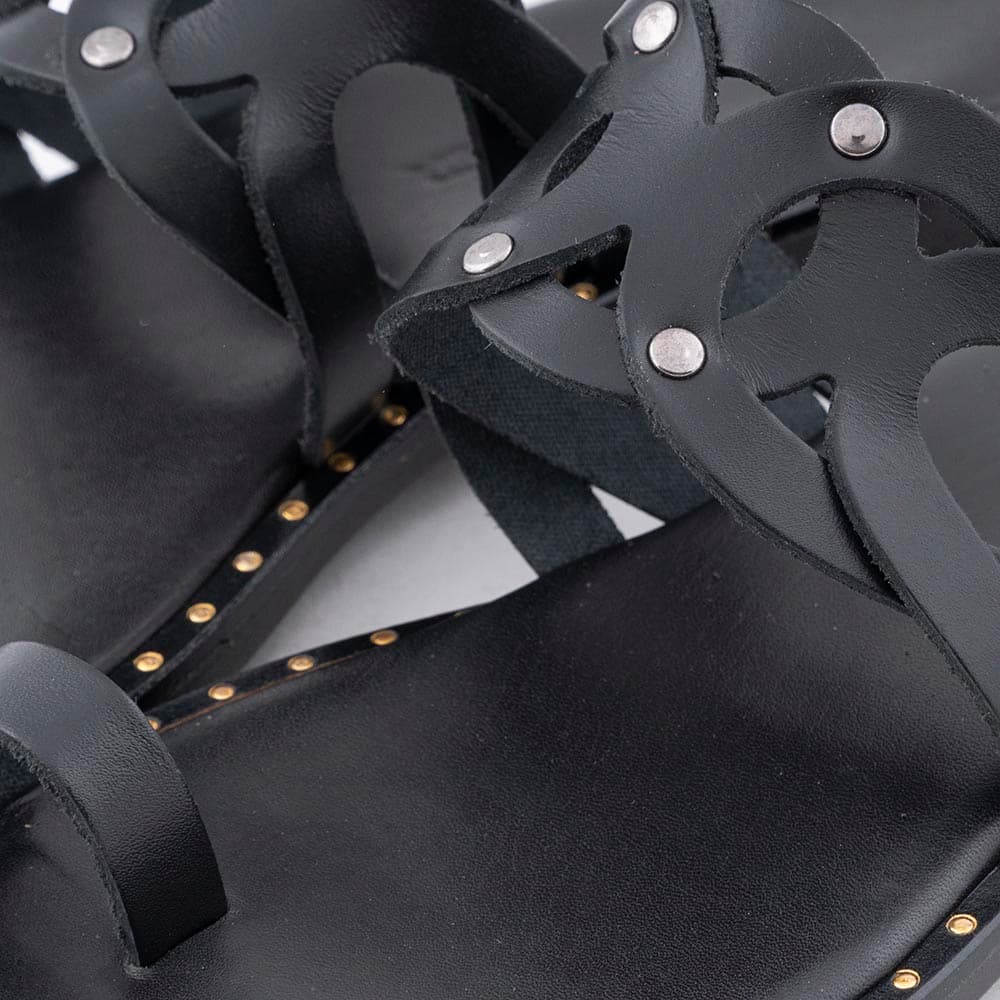 Δερμάτινα Σανδάλια Μαύρα