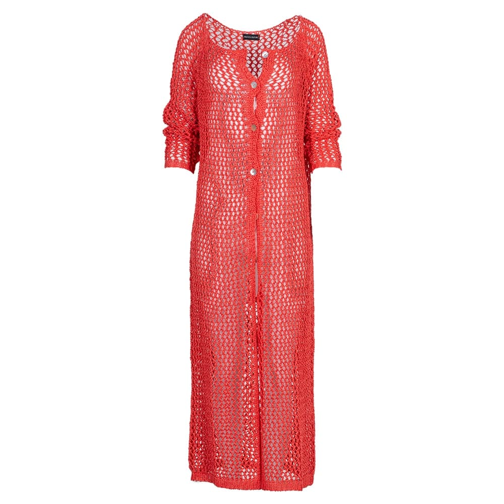 Γυναικείο Πλεκτό Καφτάνι Κοραλί