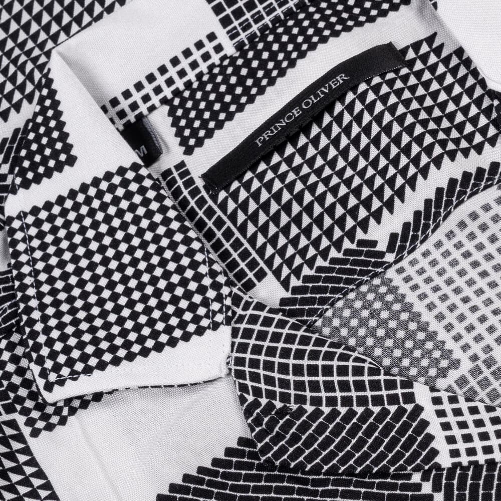 Πουκάμισο Λευκό/Μαύρο Εμπριμέ 100% Viscose (Modern Fit)