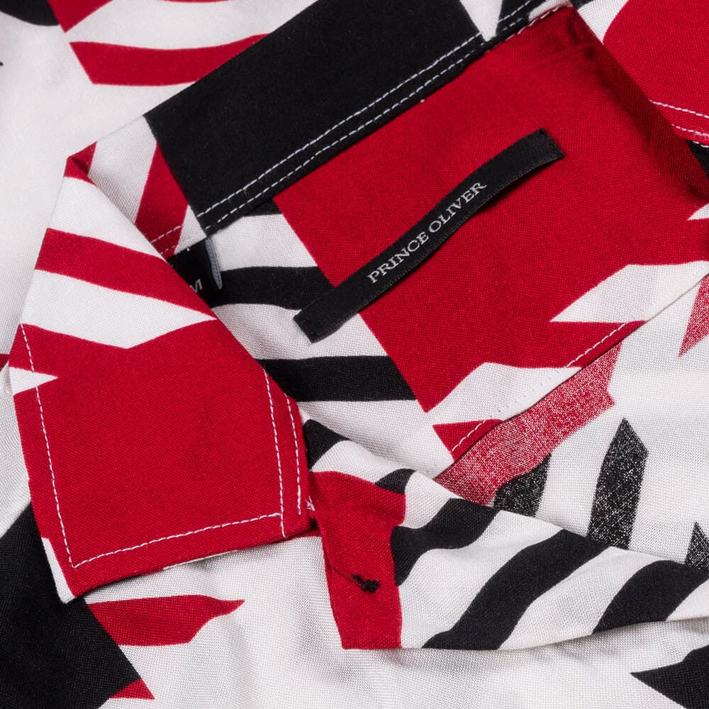 Πουκάμισο Λευκό/Κόκκινο/Μαύρο Εμπριμέ 100% Viscose (Modern Fit)