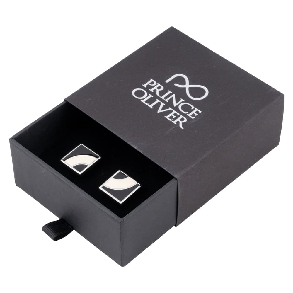 Τετράγωνα Μανικετόκουμπα Μαύρο/Άσπρο