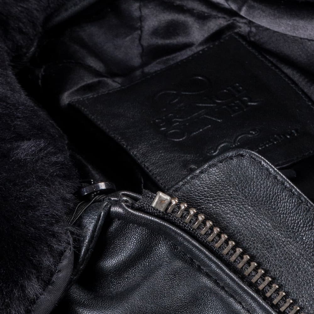 Δερμάτινο Μαύρο Μπουφάν Aviator 100% Leather Jacket (Modern Fit)