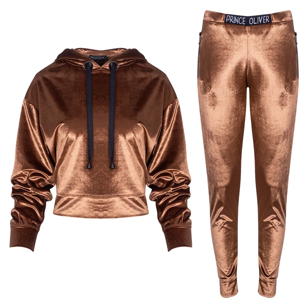 Γυναικείο Παντελόνι Φόρμας Καφέ Velvet