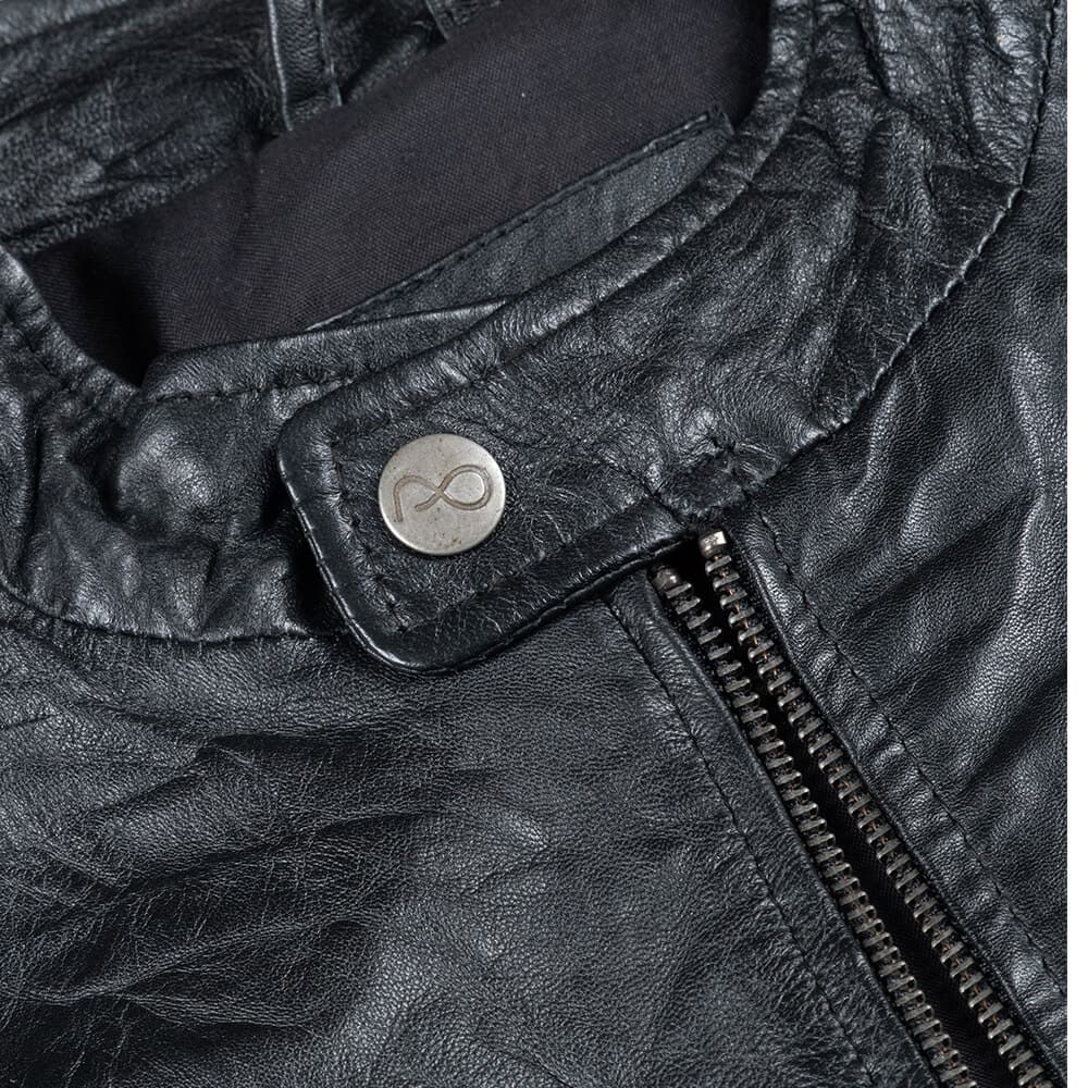 Krinkle Racer Jacket Μαύρο 100% Leather Jacket (Modern Fit)