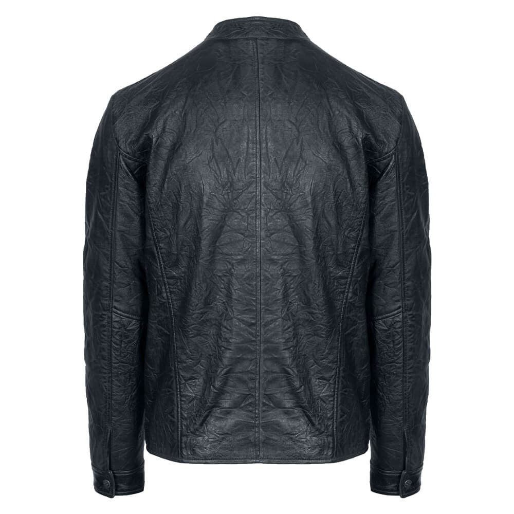 Krinkle Racer Jacket Μαύρο 100% Leather Jacket (Modern Fit)