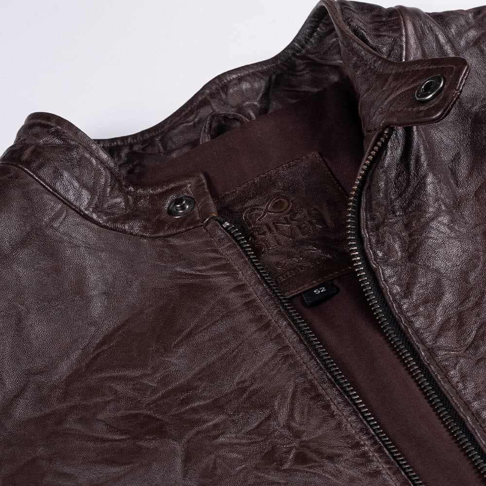 Krinkle Racer Jacket Καφέ 100% Leather (Modern Fit)
