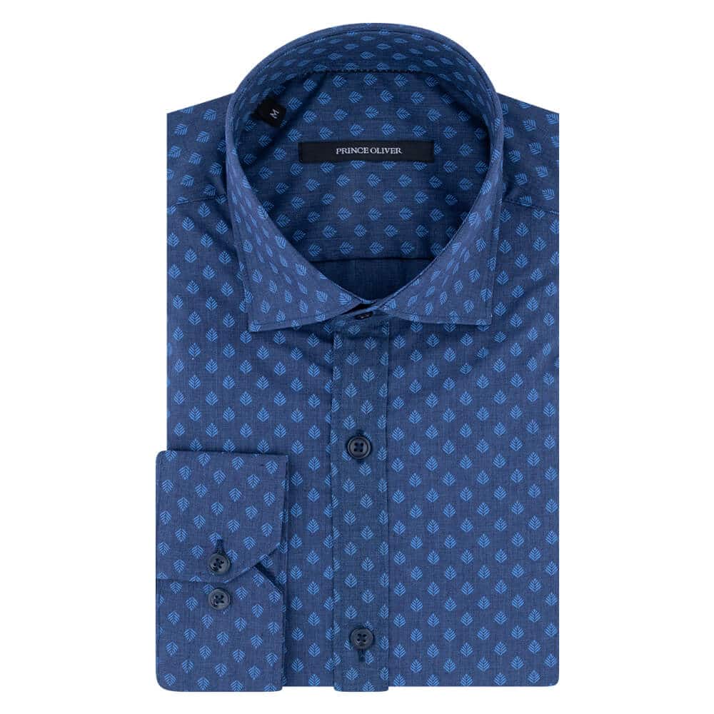 Πουκάμισο Μπλε Με Μπλε Μικροσχέδιο (Modern Fit)