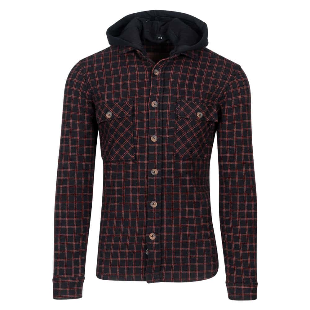 Πουκάμισο Καρό Flannel Μαύρο/Κόκκινο (Modern Fit) 100% Cotton