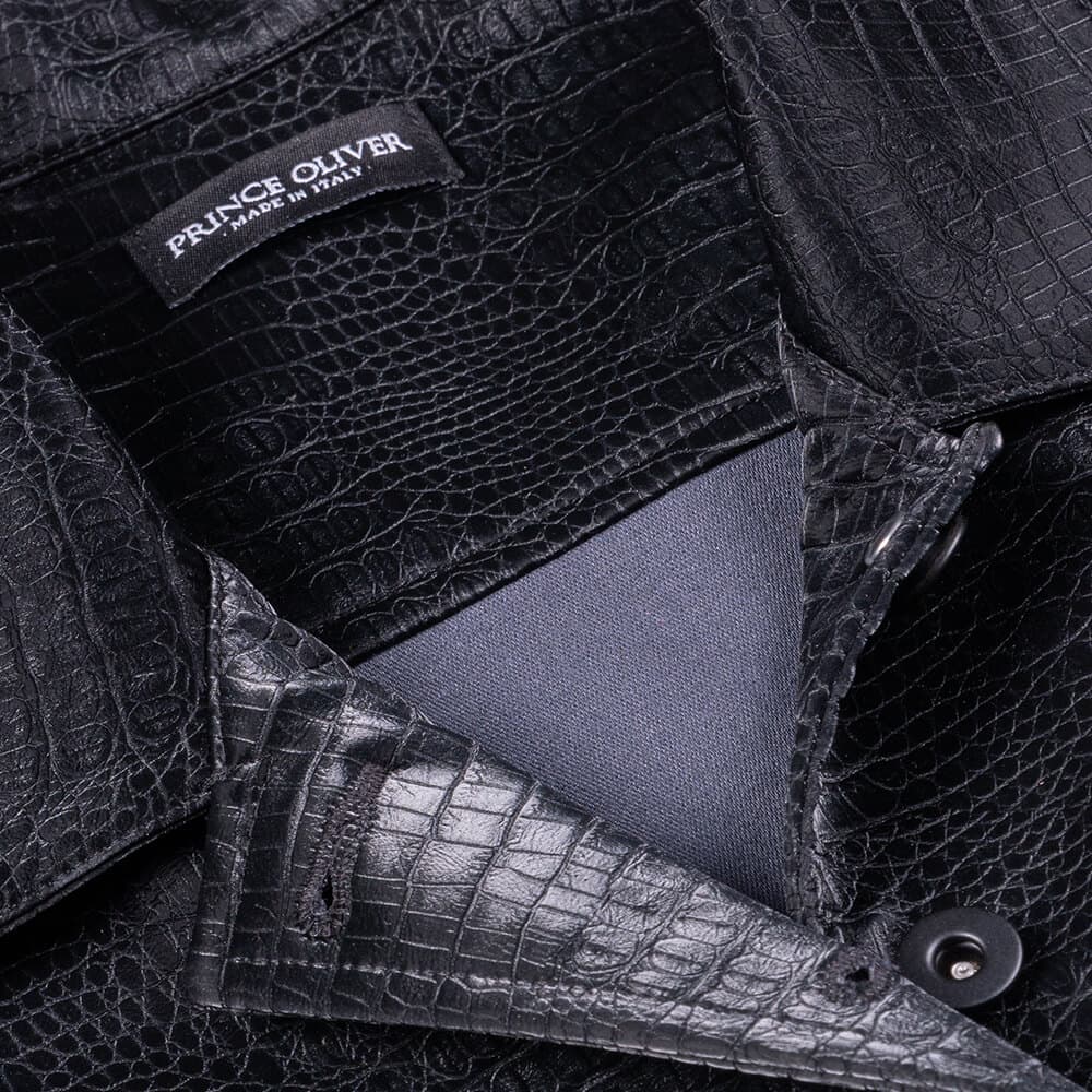 Κοντό Jacket Μαύρο Snake Print Eco Leather