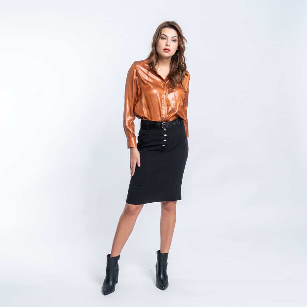 Γυναικεία Φούστα Μαύρη με Ζώνη