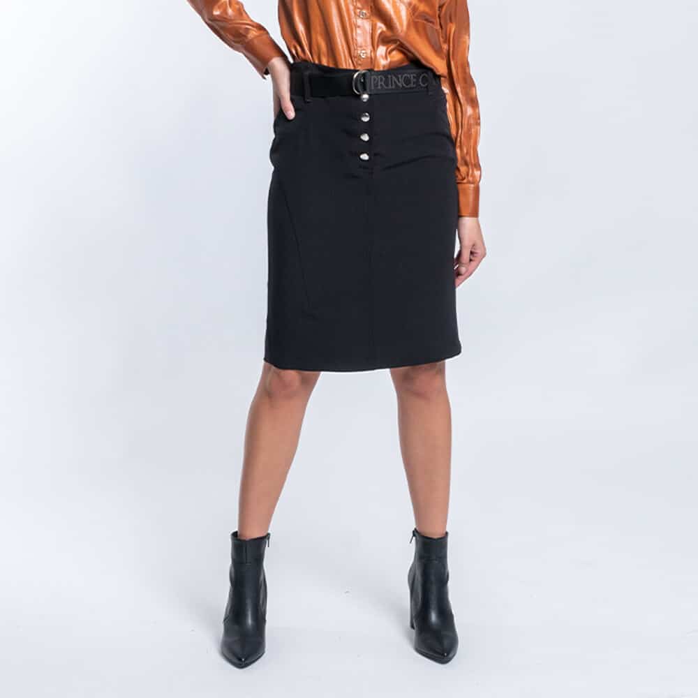 Γυναικεία Φούστα Μαύρη με Ζώνη