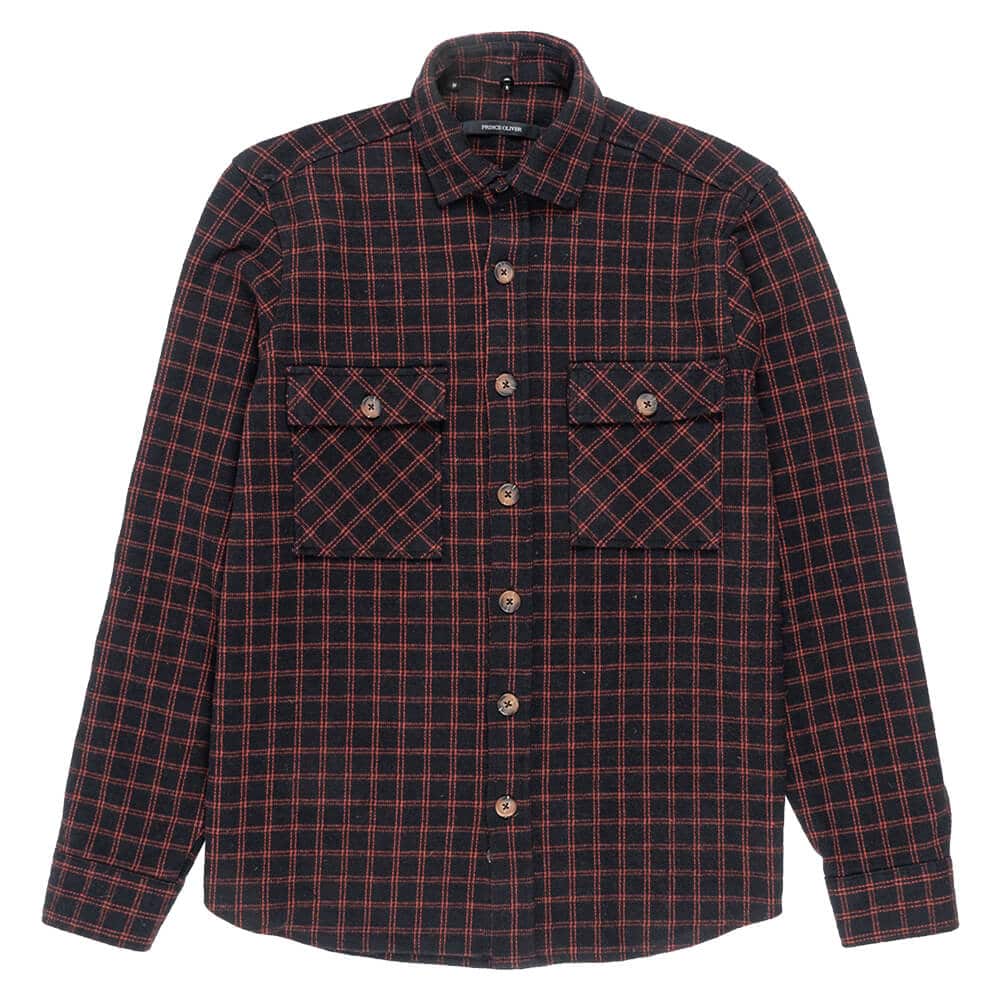 Πουκάμισο Καρό Flannel Μαύρο/Κόκκινο (Modern Fit) 100% Cotton