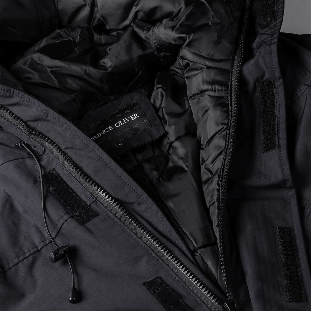 Μπουφάν Παρκά Μαύρο με Κουκούλα (Modern Fit)