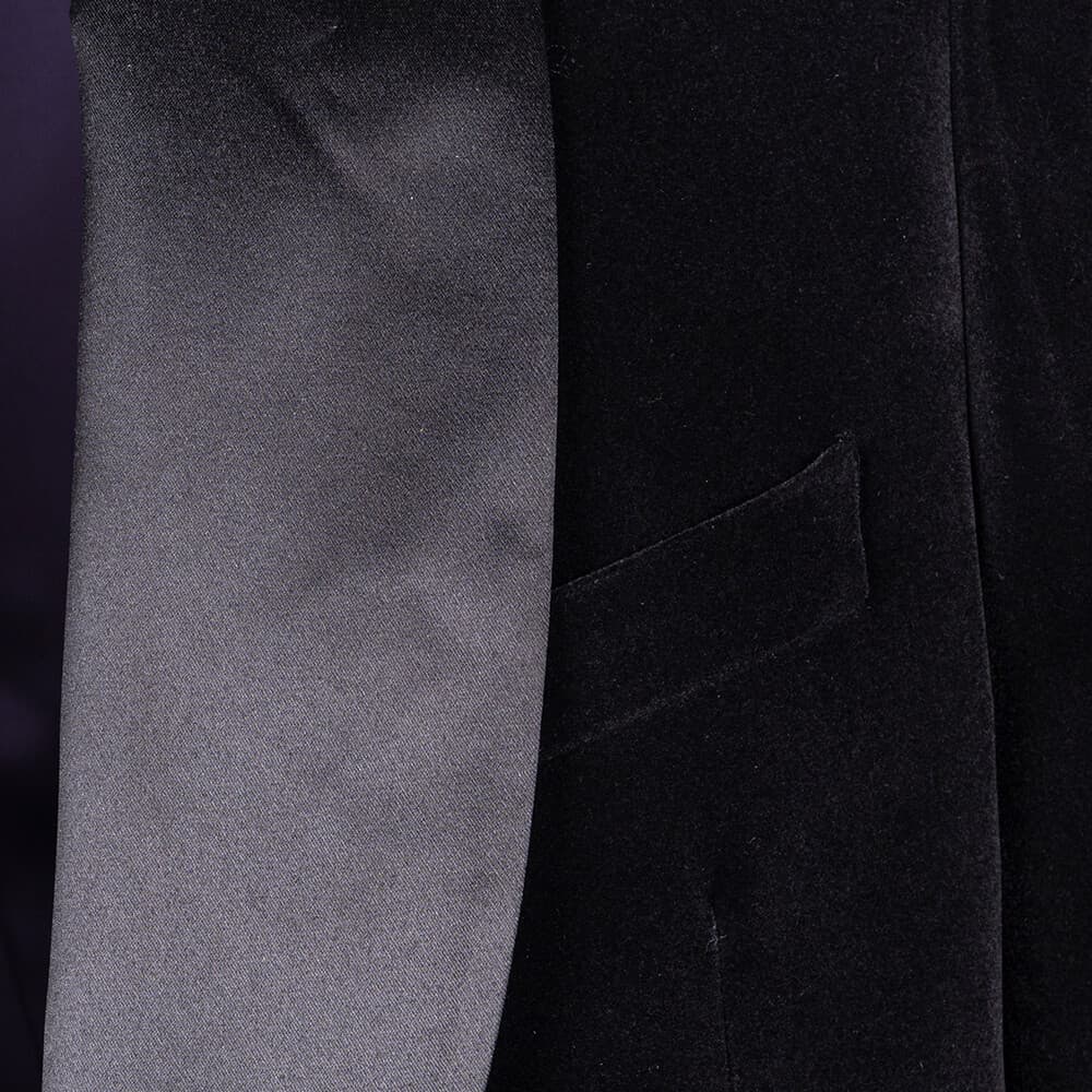 Velvet Blazer Μαύρο με Shawl Σατέν Πέτο (Modern Fit)