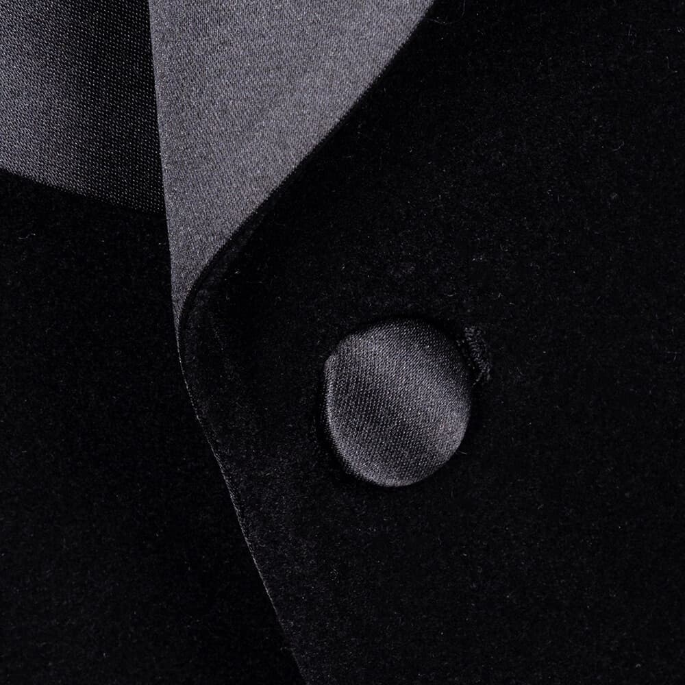 Velvet Blazer Μαύρο με Shawl Σατέν Πέτο (Modern Fit)