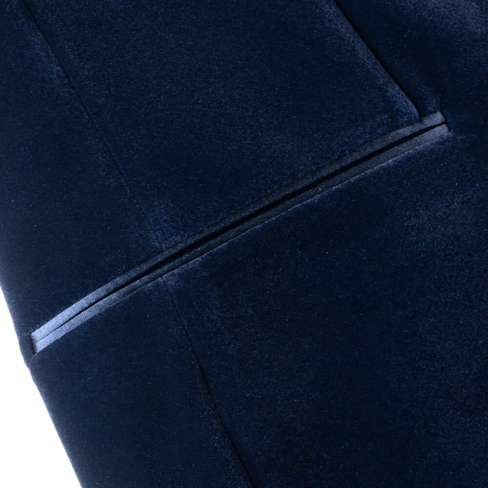 Velvet Blazer Μπλε με Shawl Σατέν Πέτο (Modern Fit)