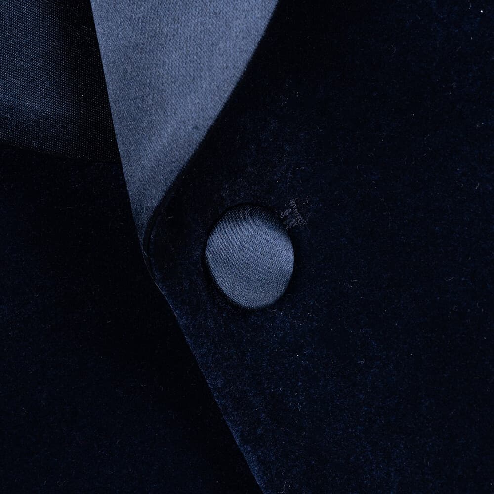 Velvet Blazer Μπλε με Shawl Σατέν Πέτο (Modern Fit)