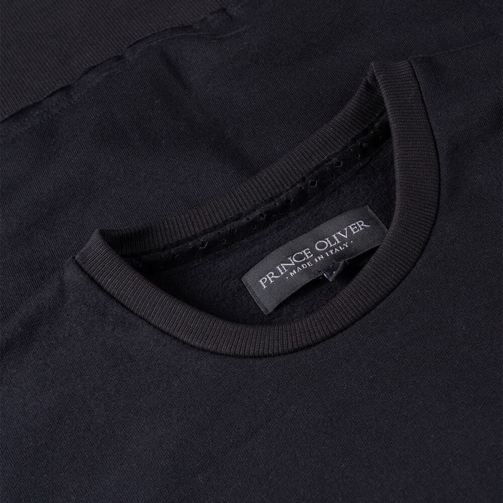 Φούτερ Μαύρο Round Neck Black Line Apeiron 100% Cotton (Modern Fit)