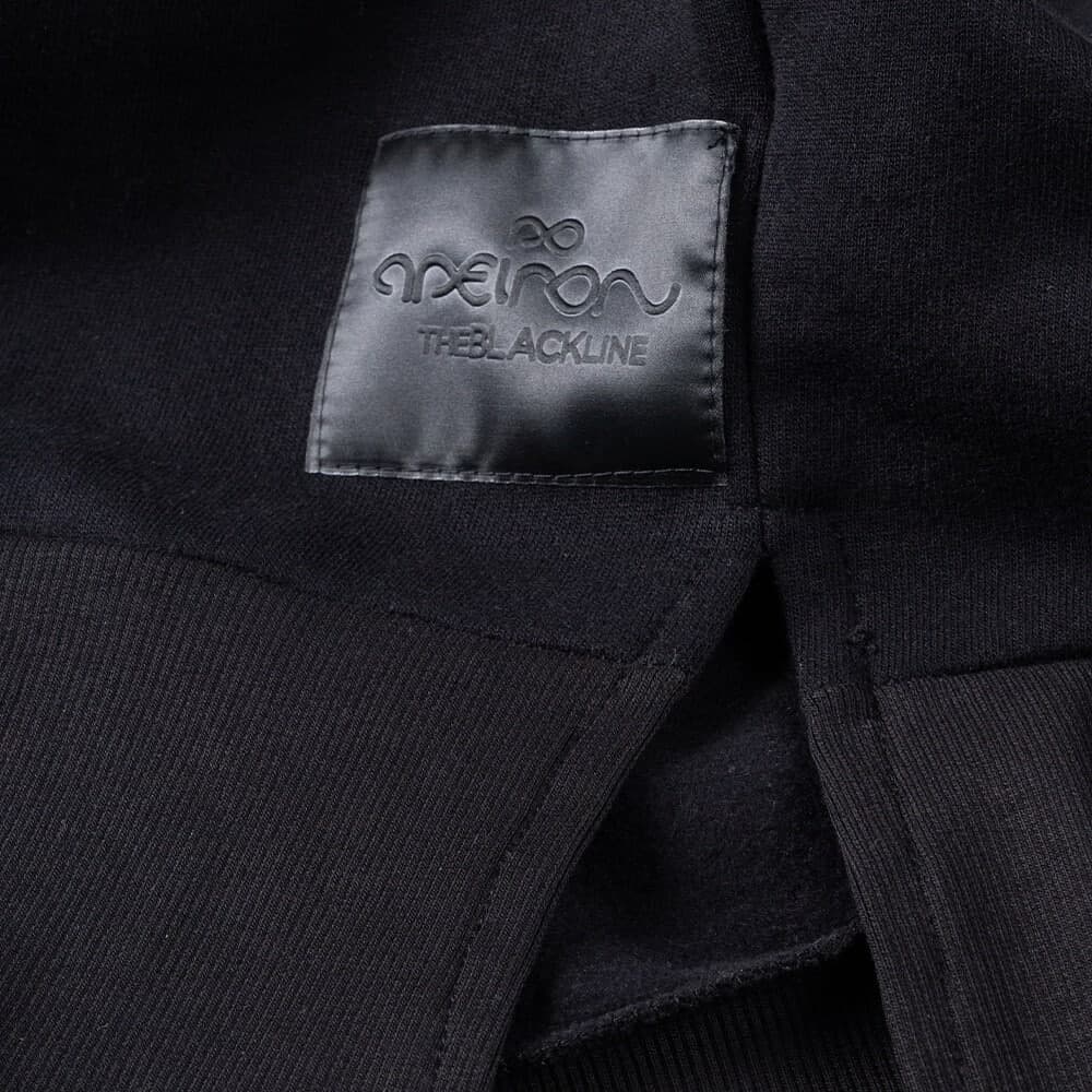 Φούτερ Μαύρο με Κουκούλα Black Line Apeiron 100% Cotton (Modern Fit)