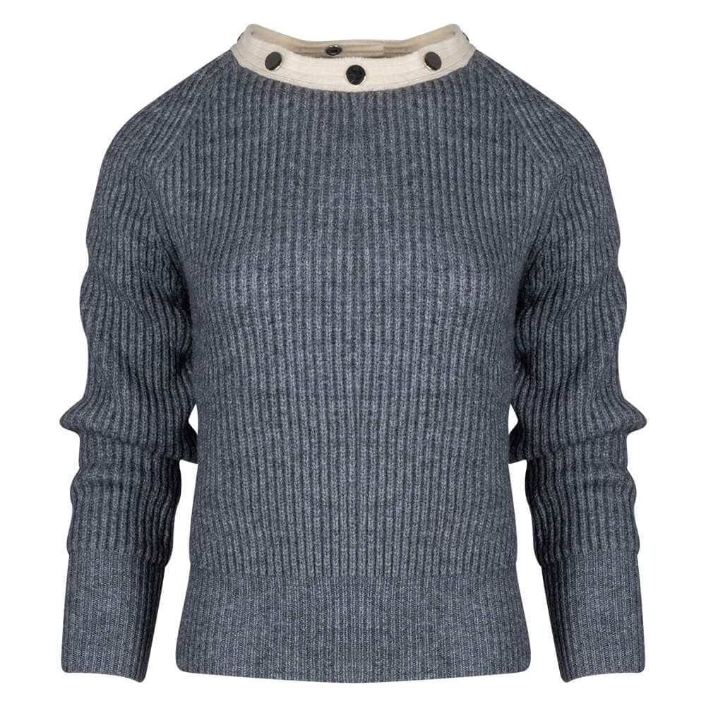 Γυναικεία Πλεκτή Μπλούζα Γκρι με Αποσπώμενο Ζιβάγκο