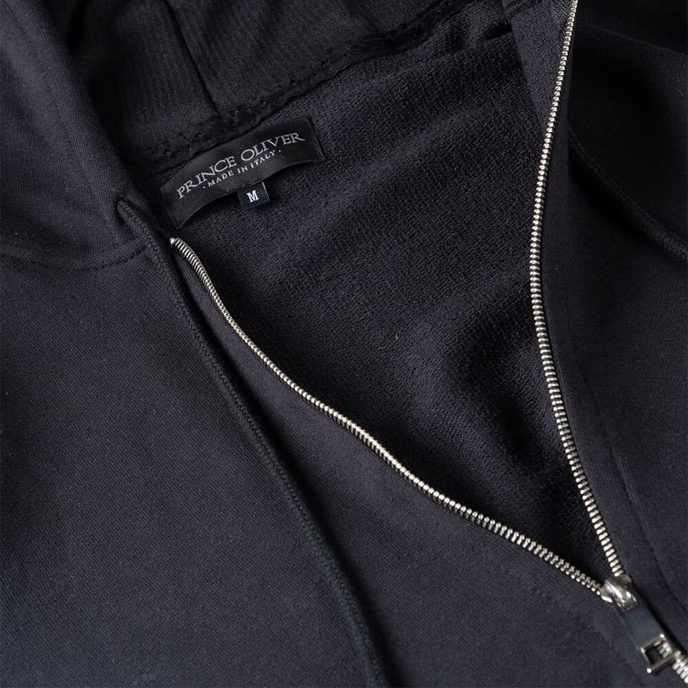 Φούτερ Ζακέτα Μαύρη Black Line Apeiron 100% Cotton (Modern Fit)