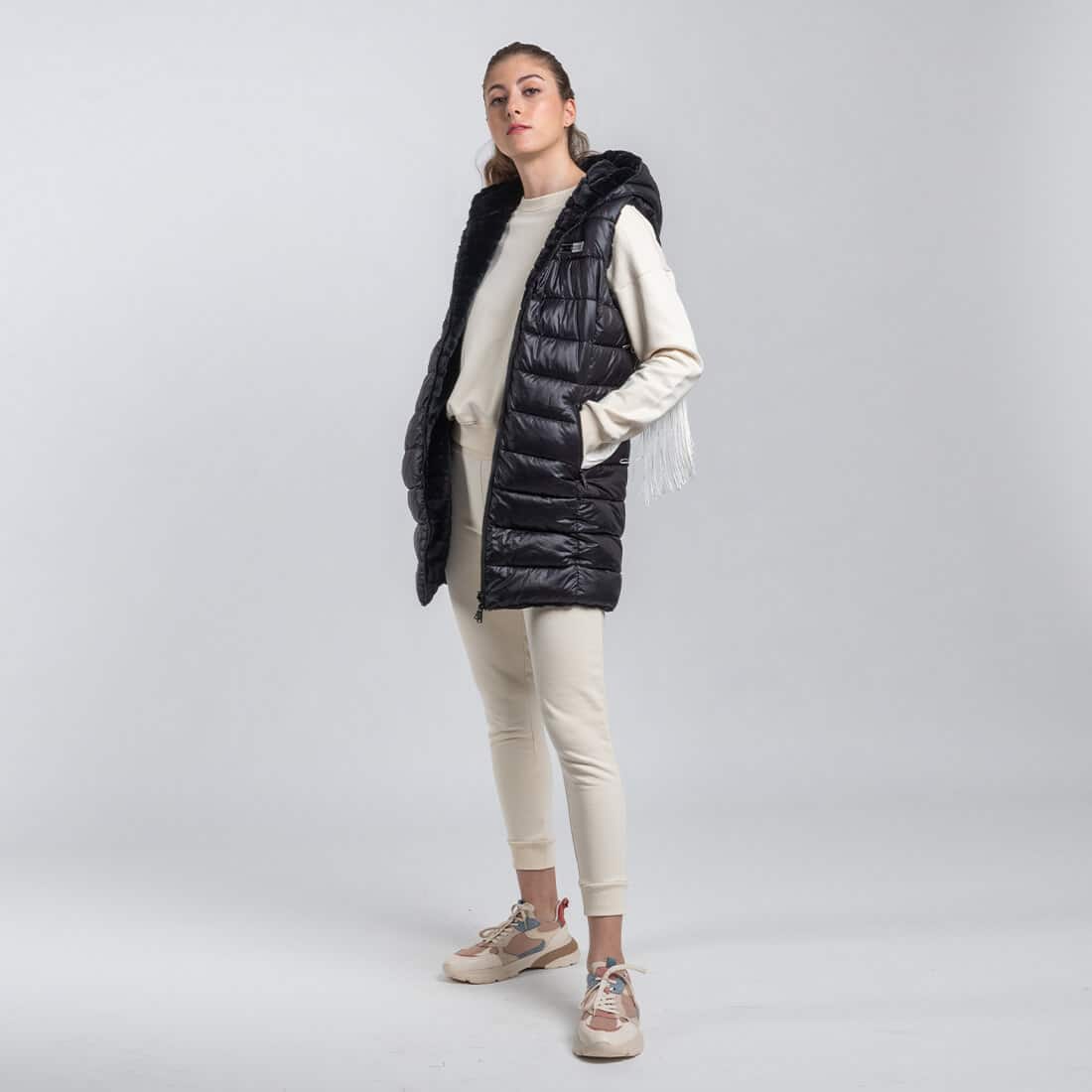 Fashion Γυναικείο Reversible Vest Μαύρο