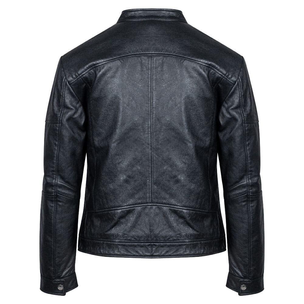 Racer Jacket Μαύρο 100% Leather (Modern Fit)