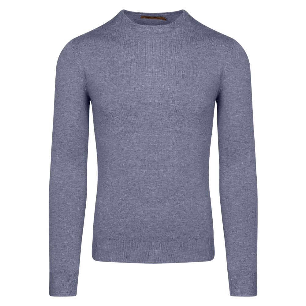Essential Πλεκτή Μπλούζα Μπλε Σκούρο Round Neck Cashmere Touch (Slim Fit)