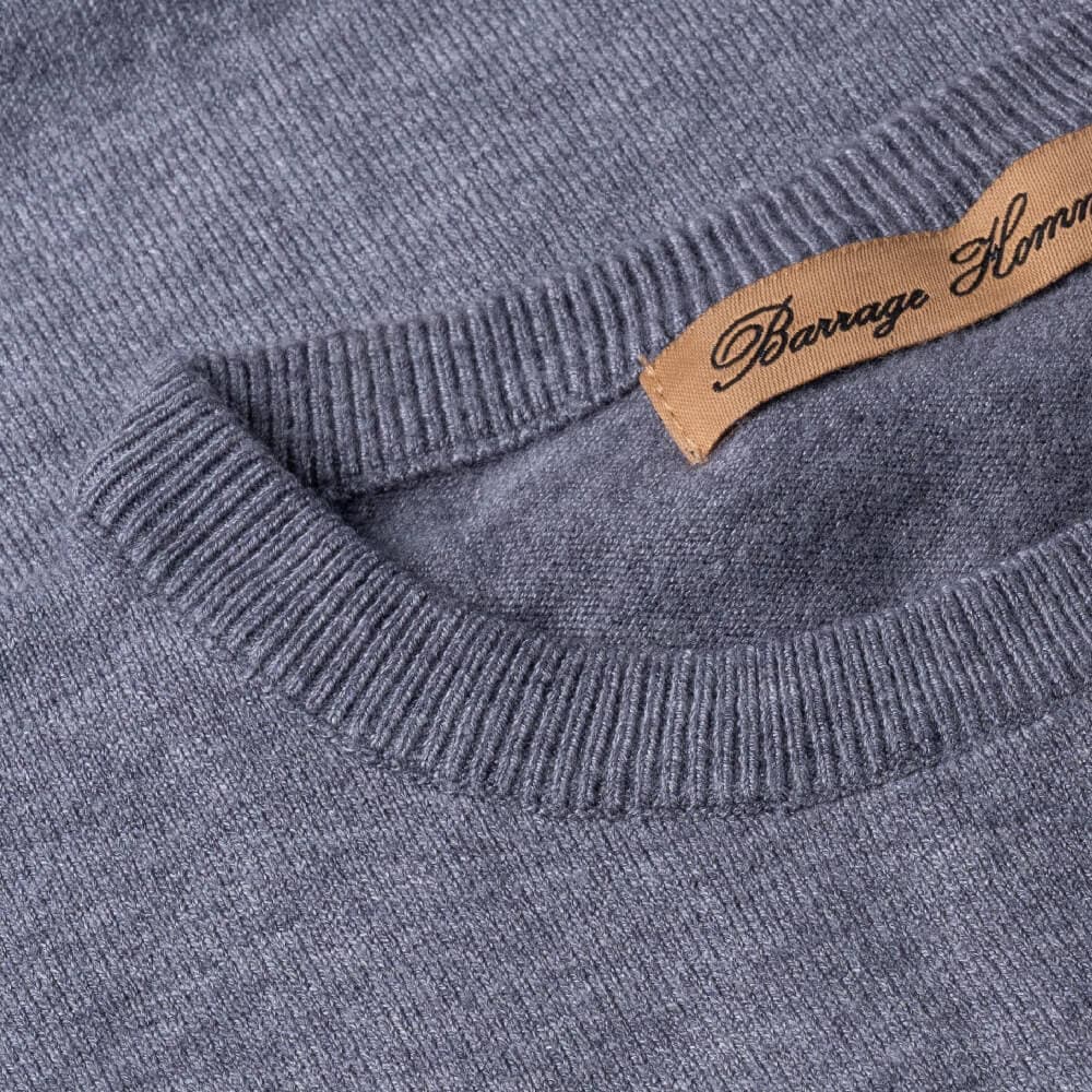 Essential Πλεκτή Μπλούζα Γκρι Round Neck Cashmere Touch (Slim Fit)