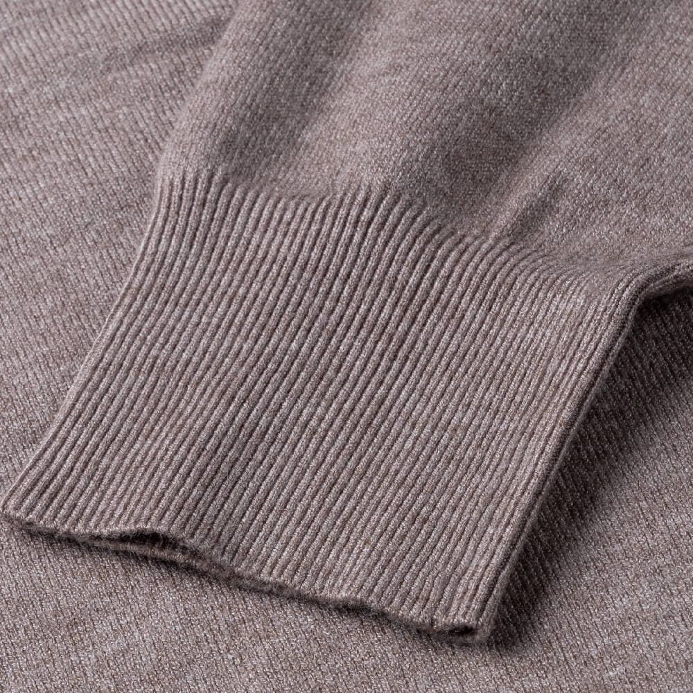 Essential Πλεκτή Μπλούζα Καφέ Ανοιχτό Round Neck Cashmere Touch (Slim Fit)