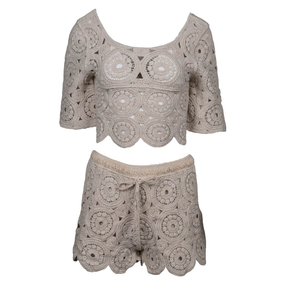 Γυναικείο Boho Lace Twin Set Σετ Μπεζ