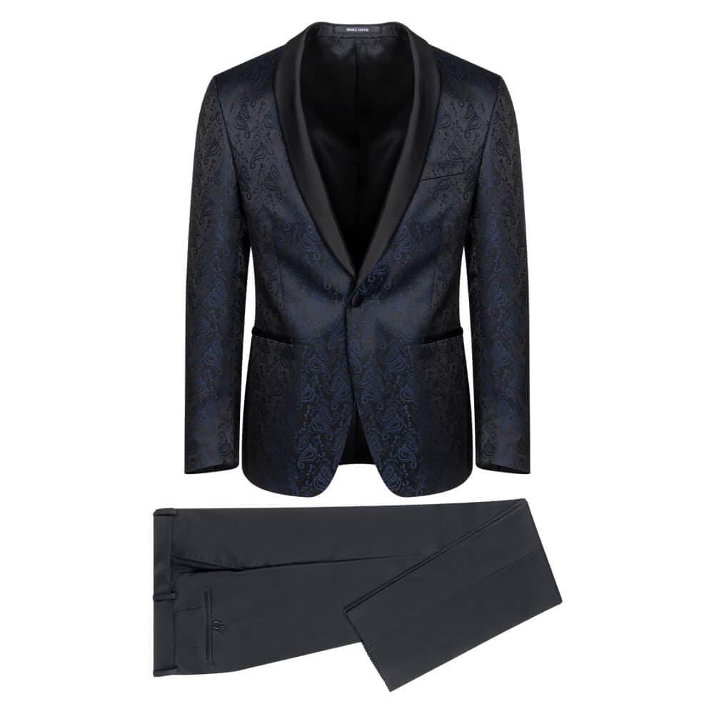 Tuxedo Μπλε Μπροκάρ (Modern Fit)